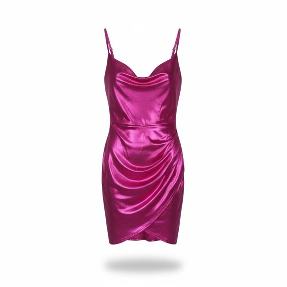 Dresses & Skirts - NWT Hot Pink Satin Mini Dress - Size 4-6